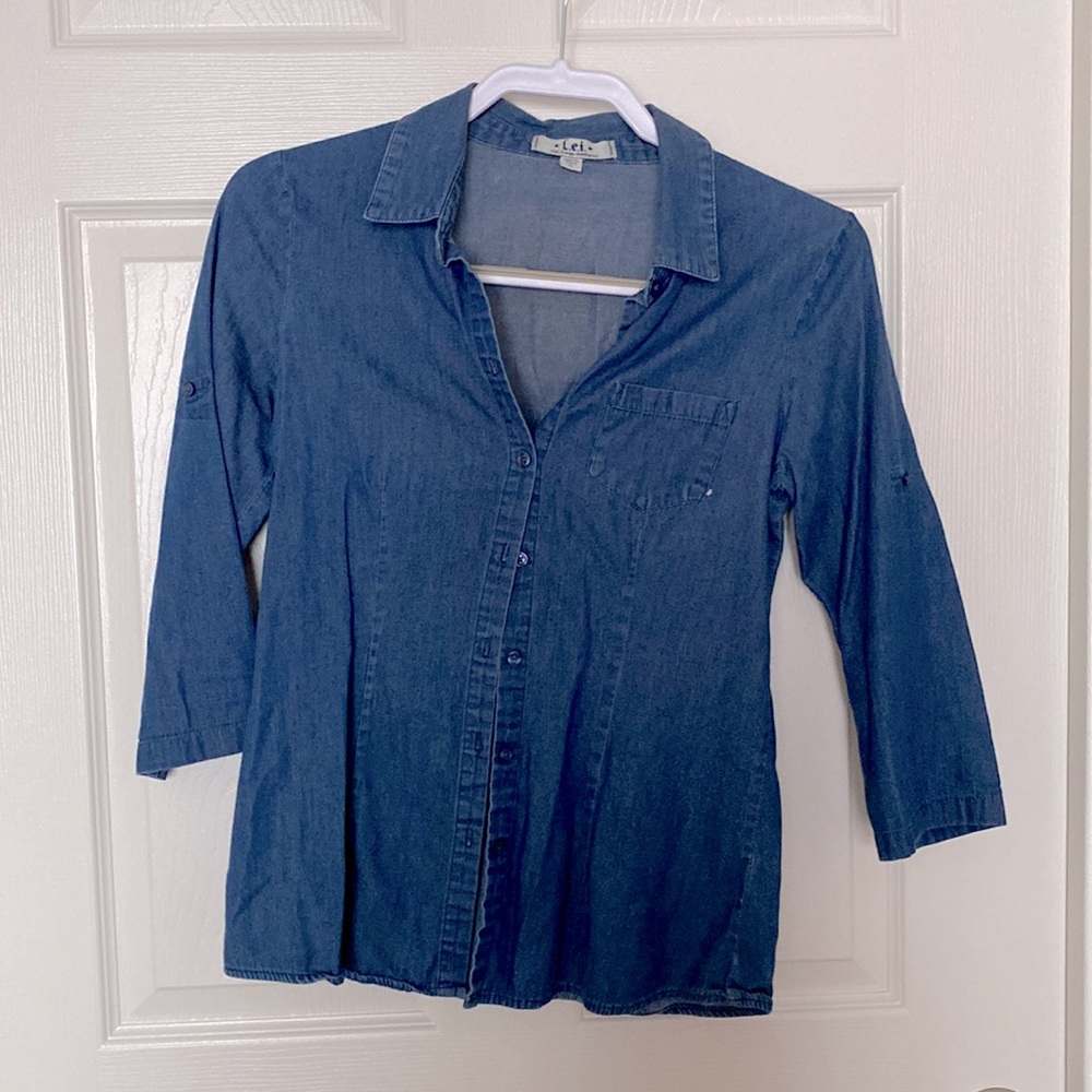 Jean colored button up shirt